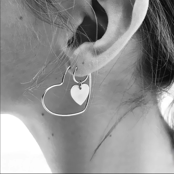 Jewelry - 2 Pairs/Set Vintage Double Heart Drop Earrings